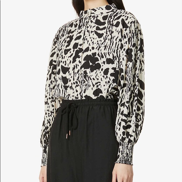NWT Ba&sh Opus Blouse | Size 1 / US 4 | Black and Ecru, Puff Sleeve - Picture 4 of 16